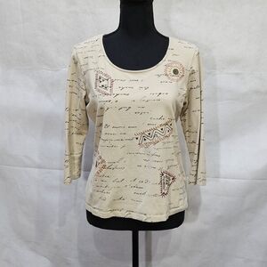 Lara Lane Stretch Abstract Embroidered Pullover Top Size M (believed)